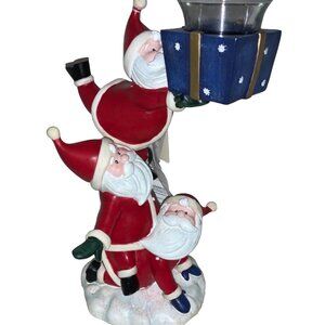 HOMCO Santa Claus Trio Decorative Candleholder Votive Christmas Season #57032